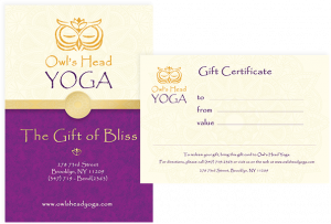 Owl's Head Yoga gift certificate — The Gift of Bliss